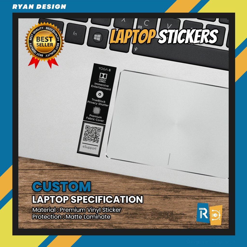 Stiker Logo Laptop Lenovo Yoga 6 Stiker Spesifikasi Fitur Laptop (Unofficial)
