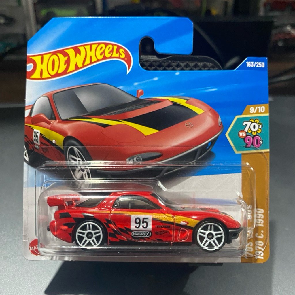 Hot Wheels SC 95 Mazda RX-7 Drift Deraper Short Card Merah