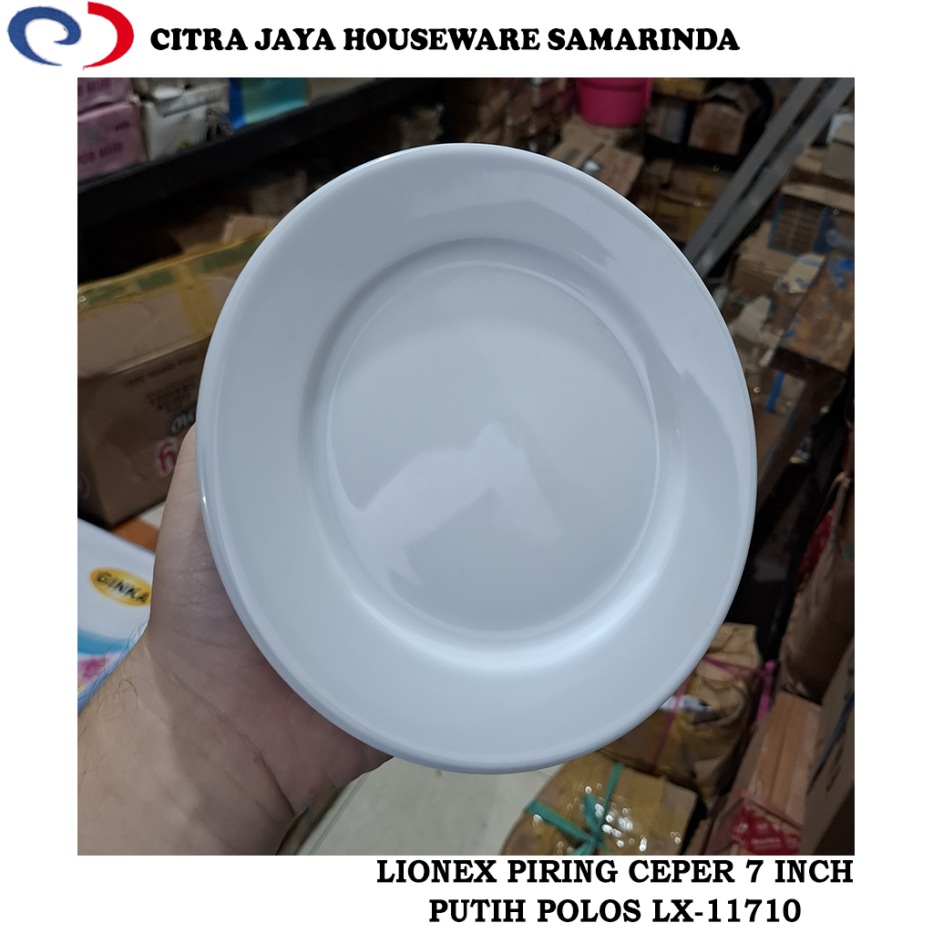 Piring KUE CEPER 7 INCH (6 PCS / 1 LUSIN) LIONEX LX-11710 PUTIH POLOS KERAMIK