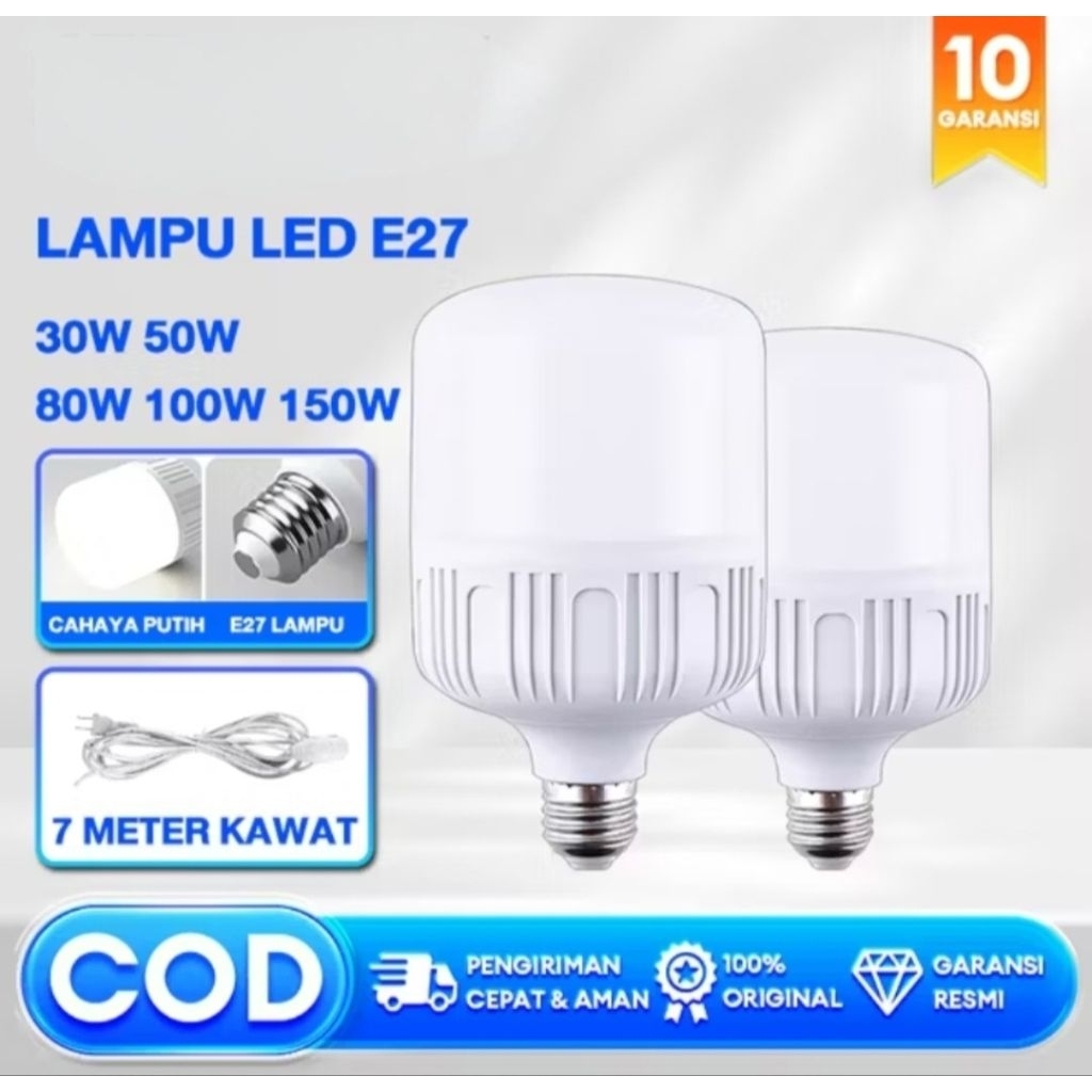 Lampu 60 Watt / T60 Cahaya Putih Hemat Listrik