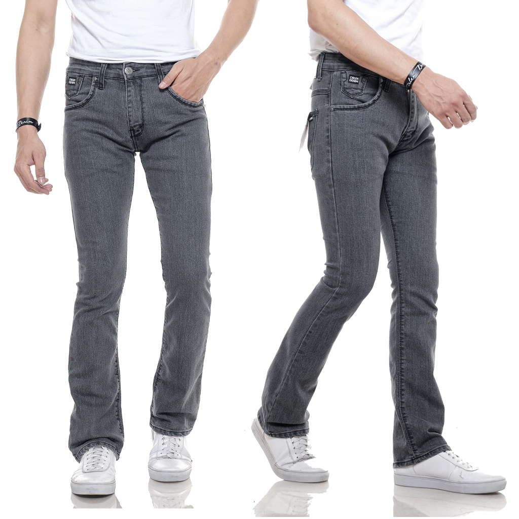 Celana Jeans Panjang Cutbray Pria Orlen Denim Bahan Stretch Lepis Denim Semi Cutbray