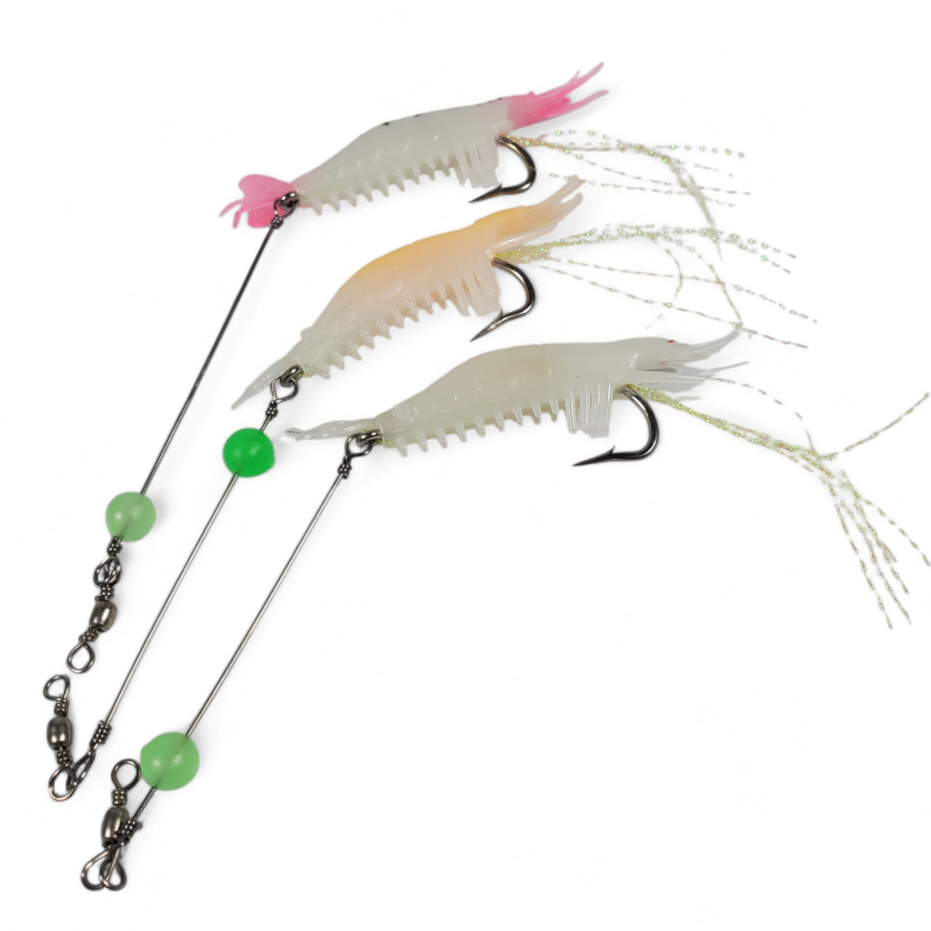 Umpan pancing casting bentuk Udang Kecil Luminous Shrimp Soft Bait Lure umpan mancing ikan  kerapu- 