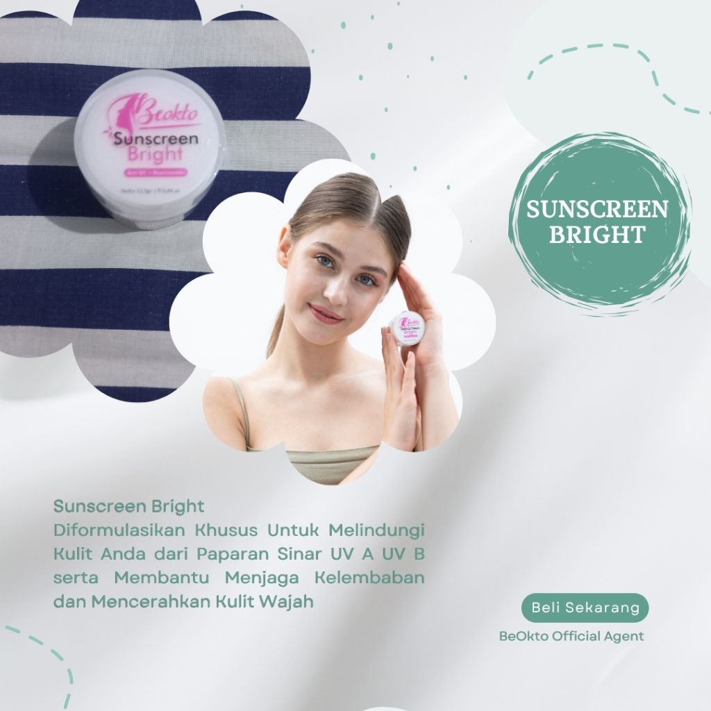 BeOkto Sunscreen Bright/Sunscreen Halal BPOM/Sunscreen SPF 50/creamflek/creampemutih/creamjerawat