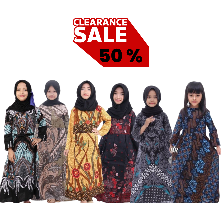 Baju Gamis Batik Anak Perempuan Umur 3-12 Tahun Modern / Drek Kondangan Pesta Anak Cewek