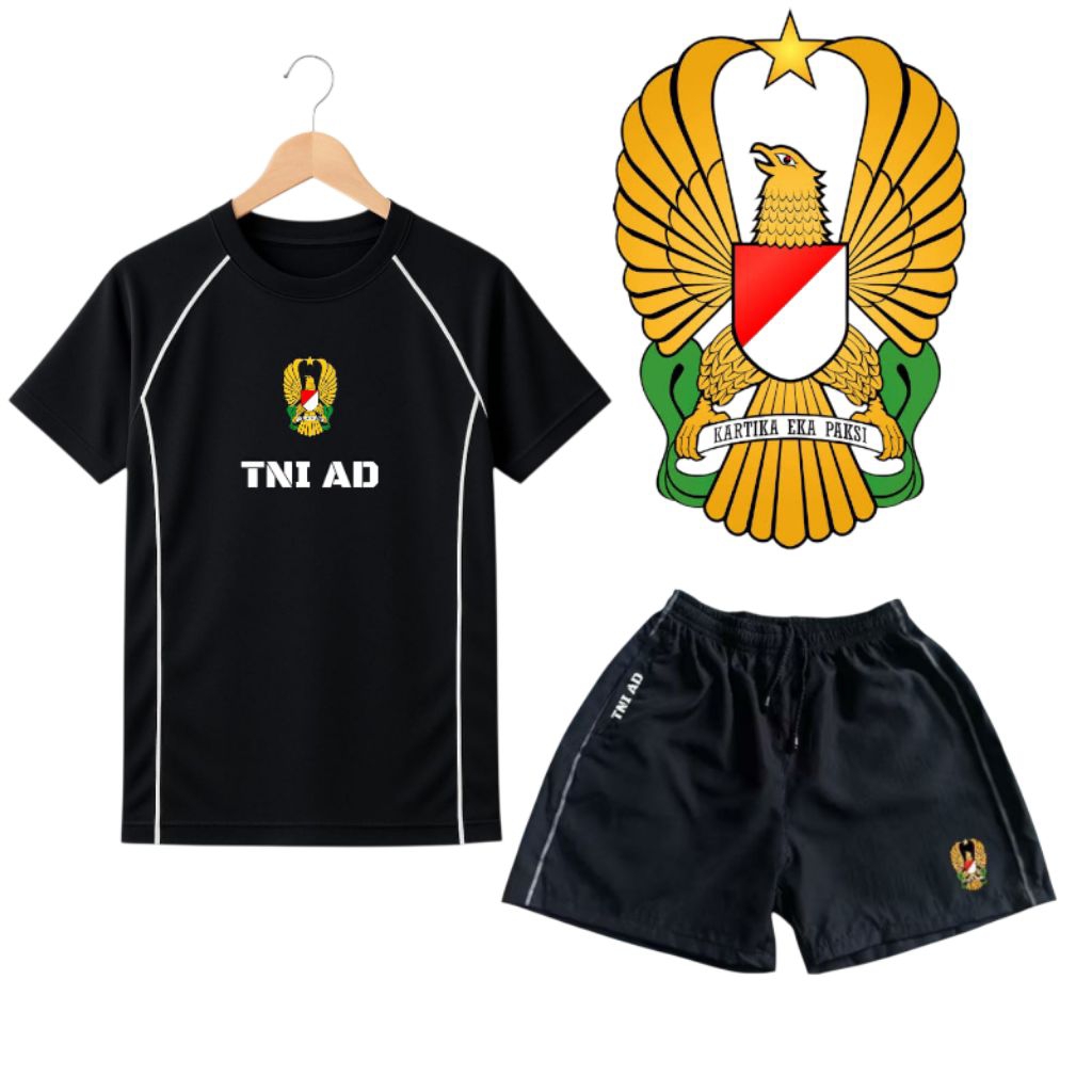 setelan olahraga pria TNI AD / kaos dan celana olahraga TNI AD / kaos dryfit TNI AD / celana olahrag