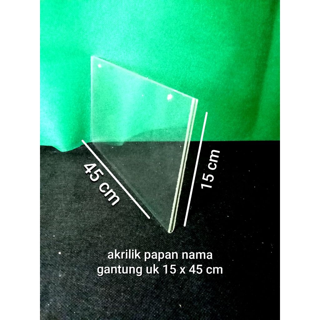 

akrilik papan nama gantung uk 15 x 45 cm tebal 2 mm
