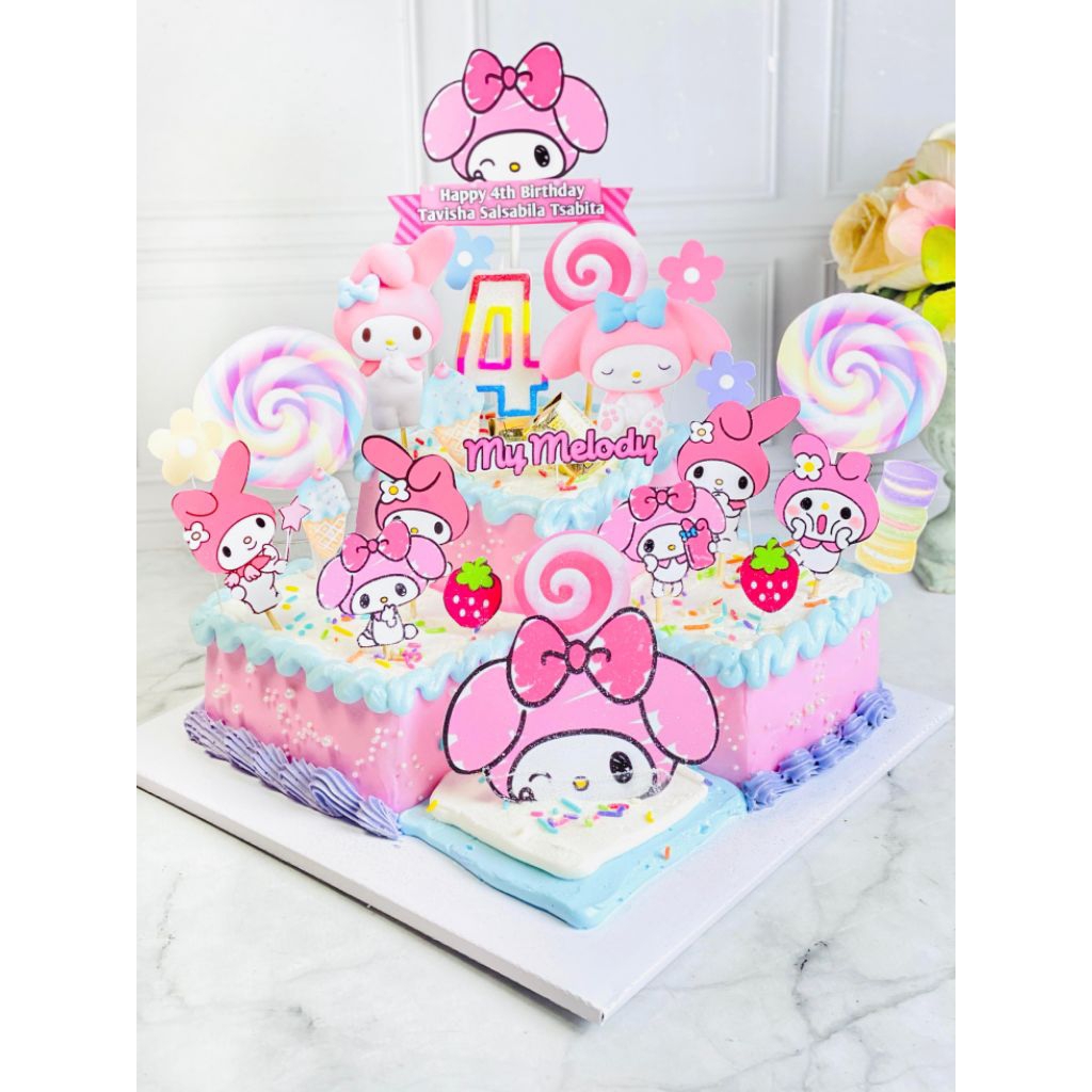 

kue ulang tahun anak birthday my melody topper cake