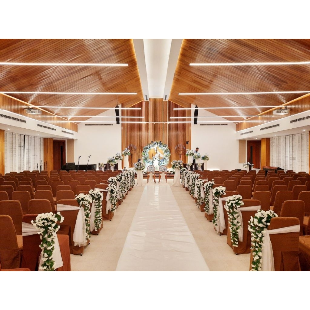 Dekorasi pemberkatan Pernikahan / Dekorasi Gereja / BACKDROP LINGKARAN + 8 standing flower