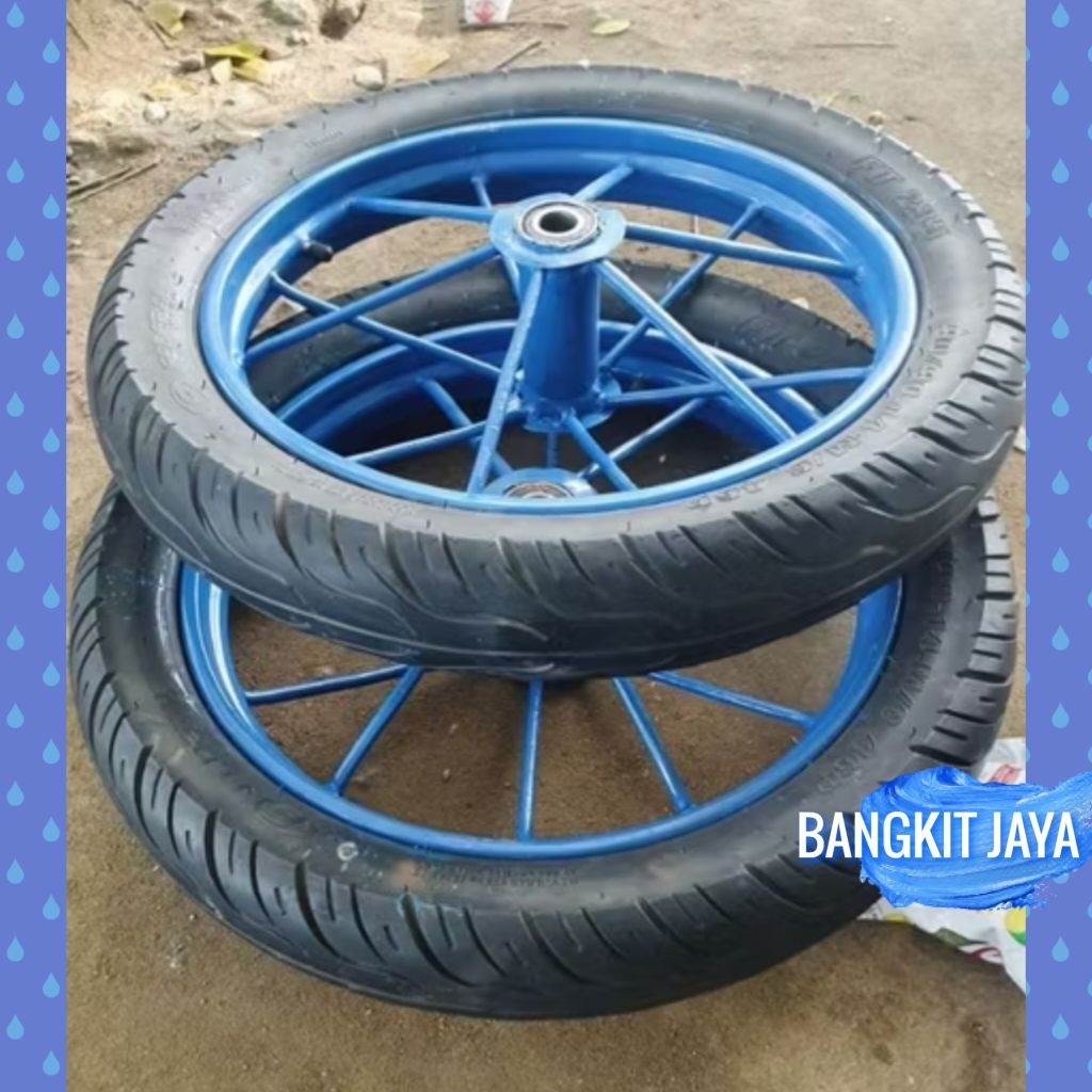 Roda Gerobak Ring 14 Lengkap As Panjang