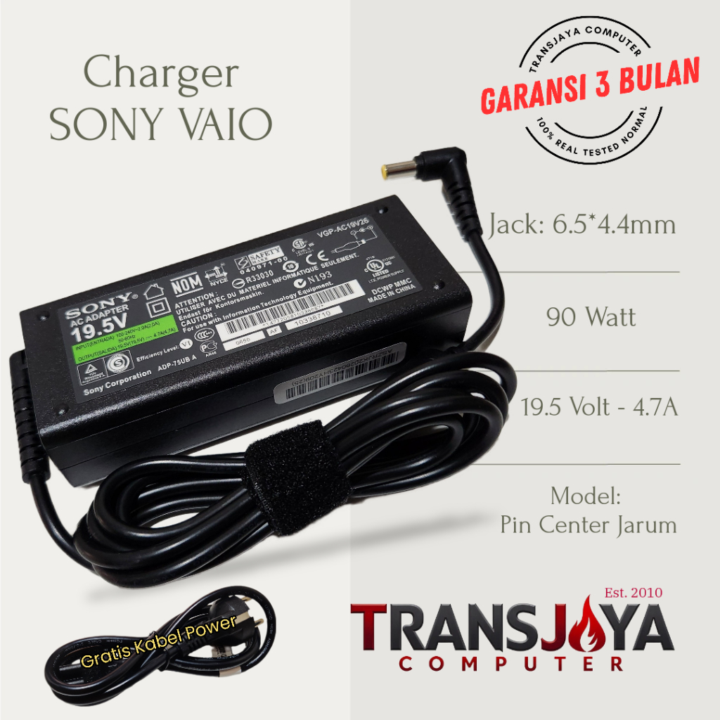 Adaptor Charger Laptop Sony Vaio VPCEA36FG VPCEG25EG VPCEB PCG-71312L PCG 61711W 61A11W SVE15138CVS 
