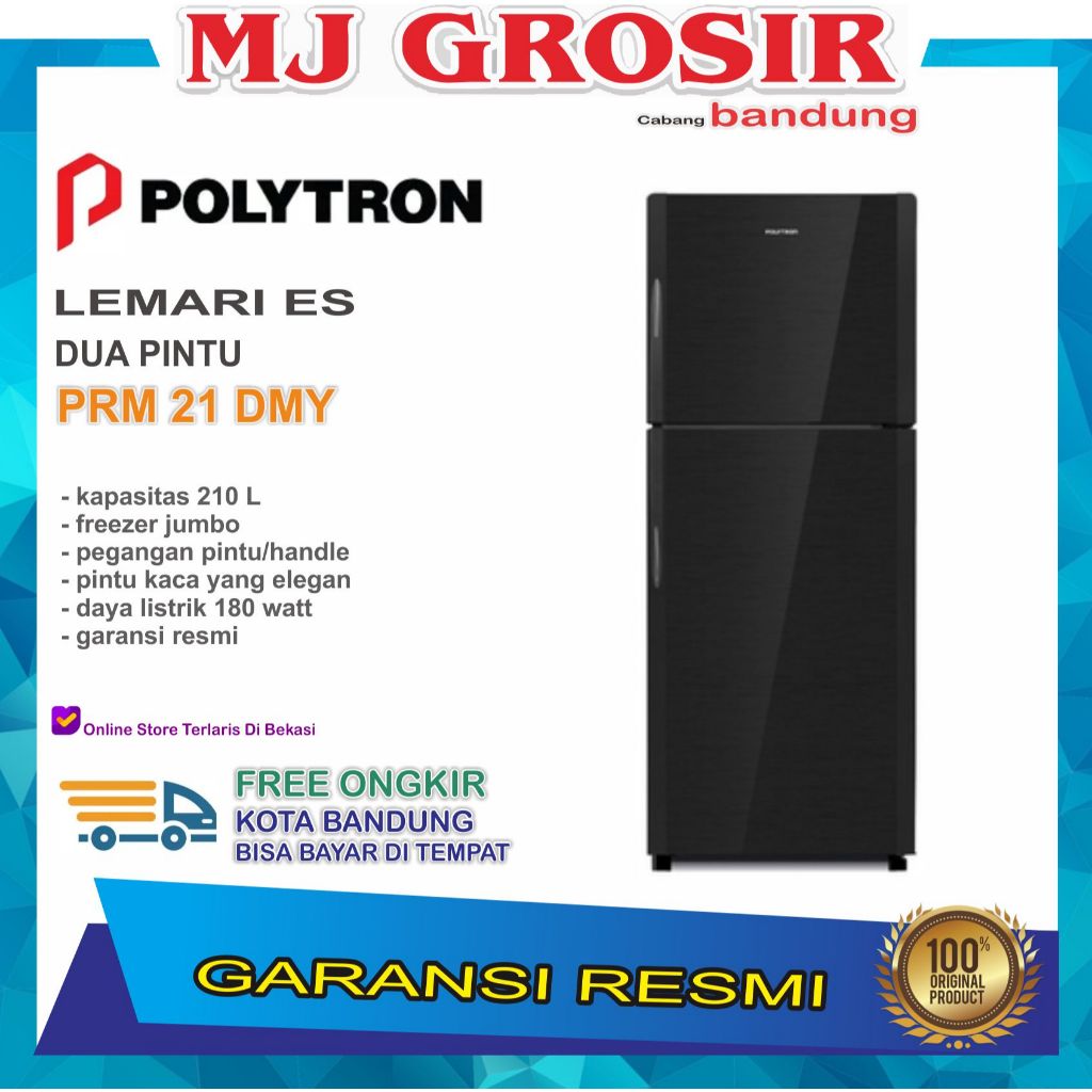 Kulkas Polytron PRM 21 DMY 2 Pintu 210 L / Kulkas Polytron 2 Pintu BELLEZA SERIES