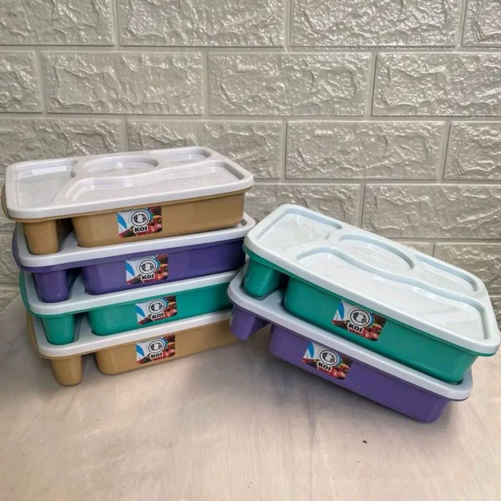 (6pcs)kotak makan sekat 4 koi/ Ompreng sekat 4/ kotak bekal / sovenir ulang tahun