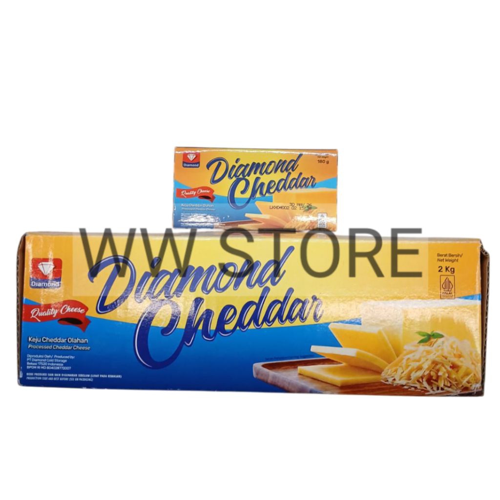 

Keju olahan halal MUI Diamond Processed Cheddar Cheese 180g 2kg