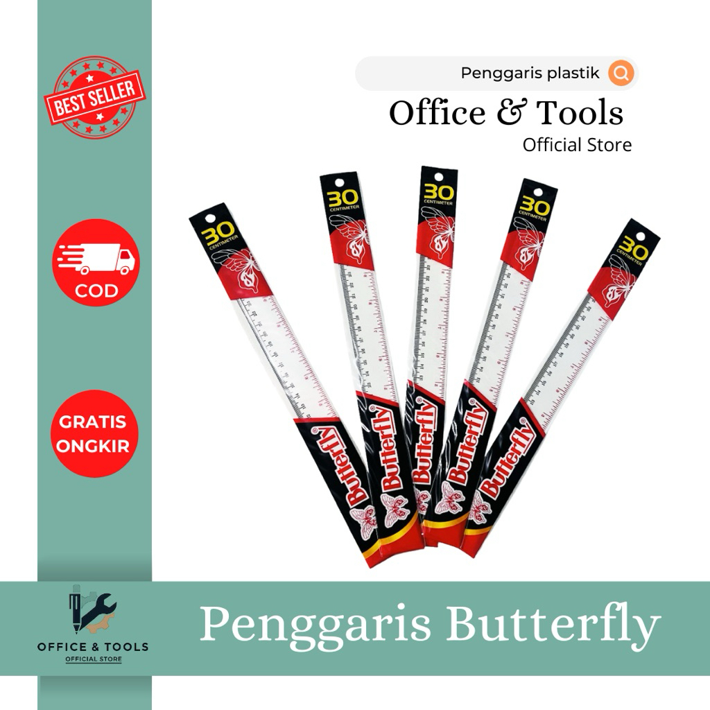 

Penggaris Butterfly Plastik Mika 20cm dan 30cm Penggaris Aesthetic Office & Tools