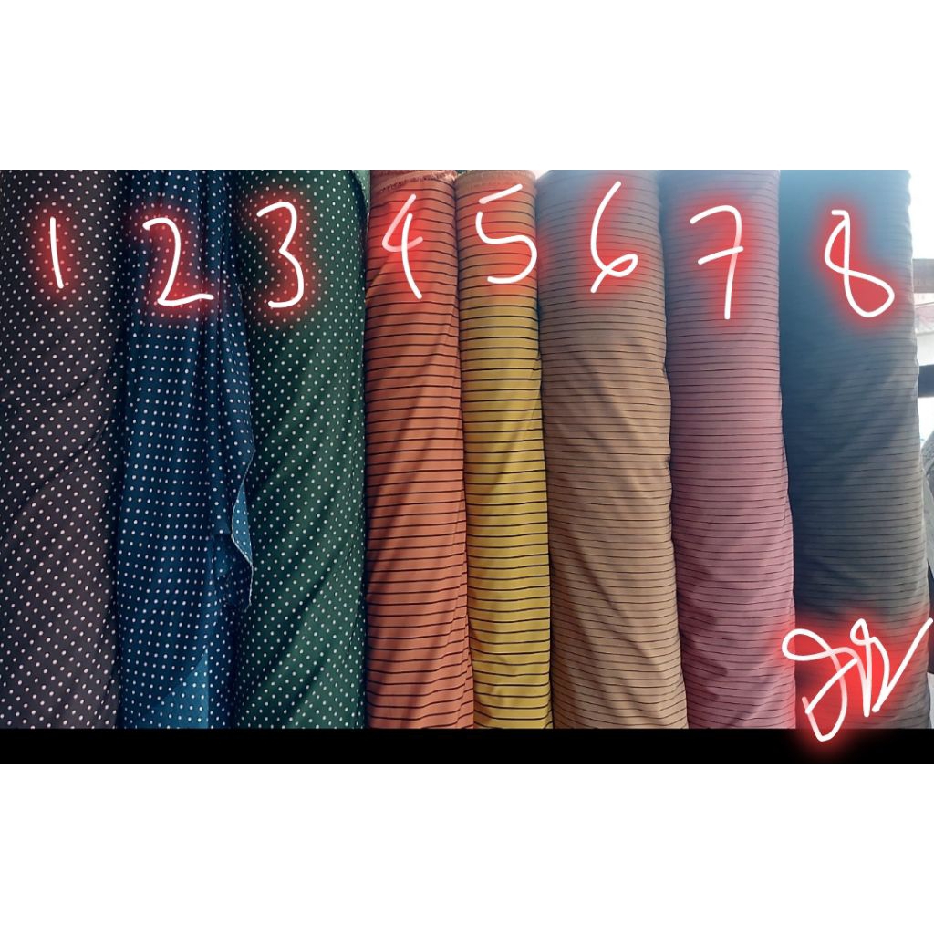 kain monalisa motif polkadot dan garis