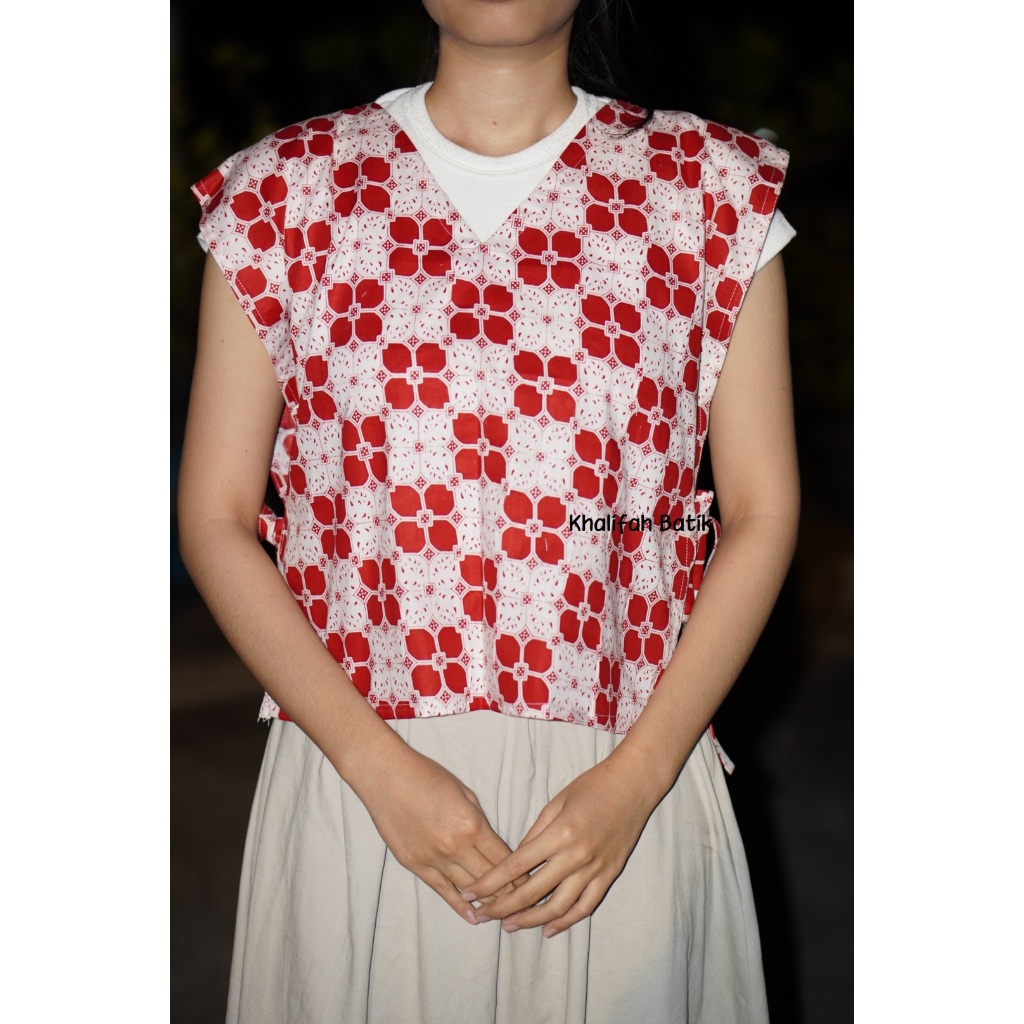 FREE ONGKIR VEST BATIK WANITA MODERN WARNA MERAH PUTIH