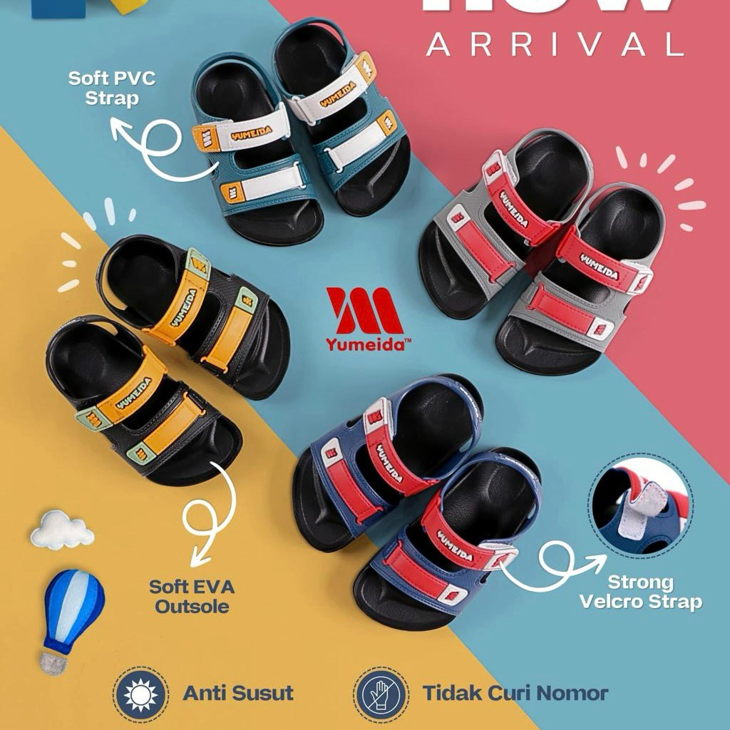 ZORAE | YUMEIDA SANDAL KARET ANAK | SENDAL ANAK TALI DUA TALI BELAKANG