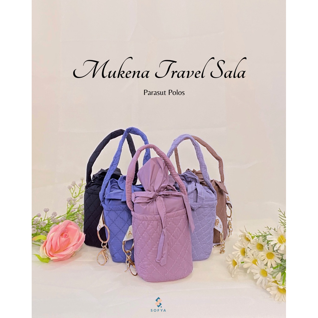 Mukena Travel Motif Sala Polos Series 1 Mukena Traveling 2in1 Bahan Parasut Korea Premium dengan Tas