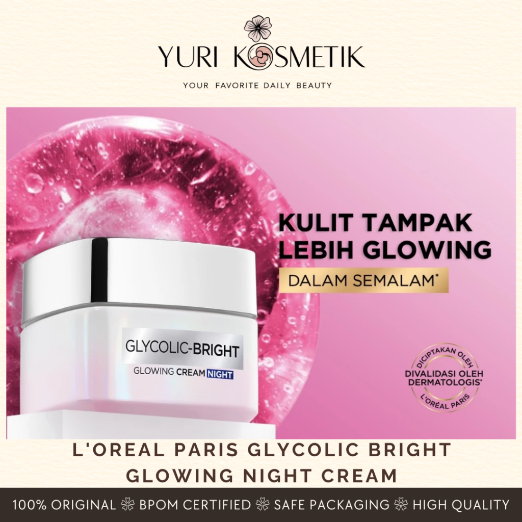Loreal Paris Glycolic Bright Glowing Night Cream 50ML - Pelembab - 50 ML