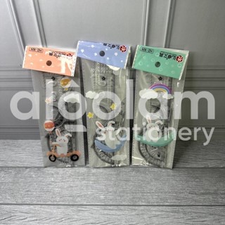 

SATU SET ( 4 PCS PENGGARIS ) Penggaris Set Tipis 20Cm Wadah Plastik