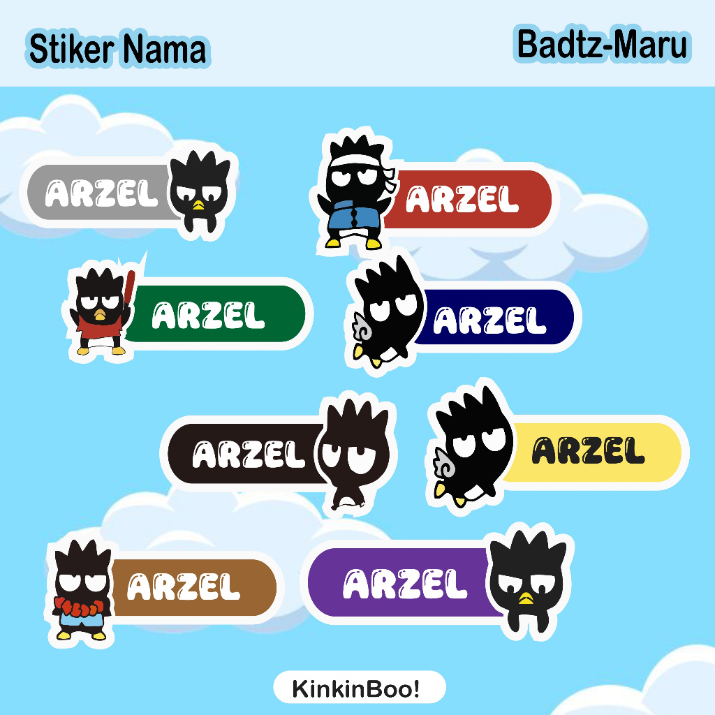 

Stiker Label Nama Cowok Karakter Maru Lucu Custom