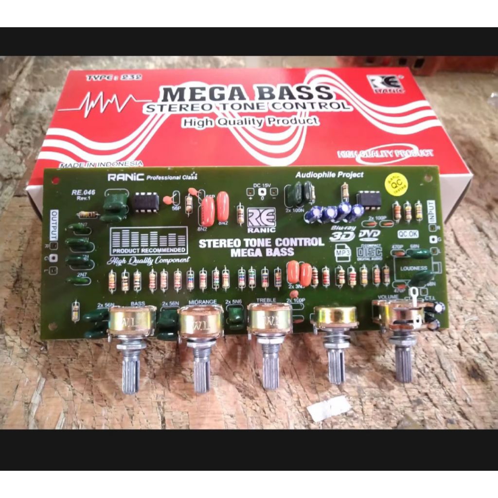 Tone Control Stereo Mega Bass pakai IC 4558