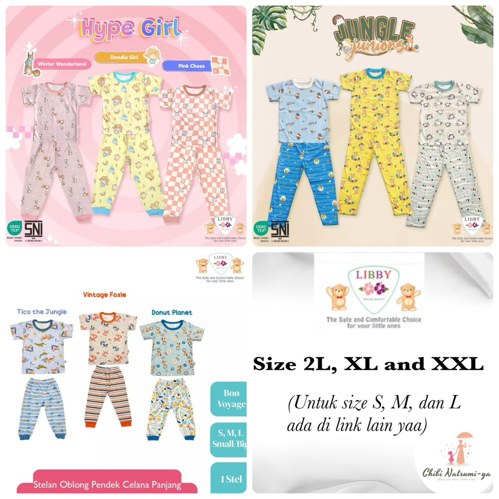 Libby - Setelan Oblong Anak (Ukuran 2L, XL, XXL) Lengan Pendek Celana Panjang