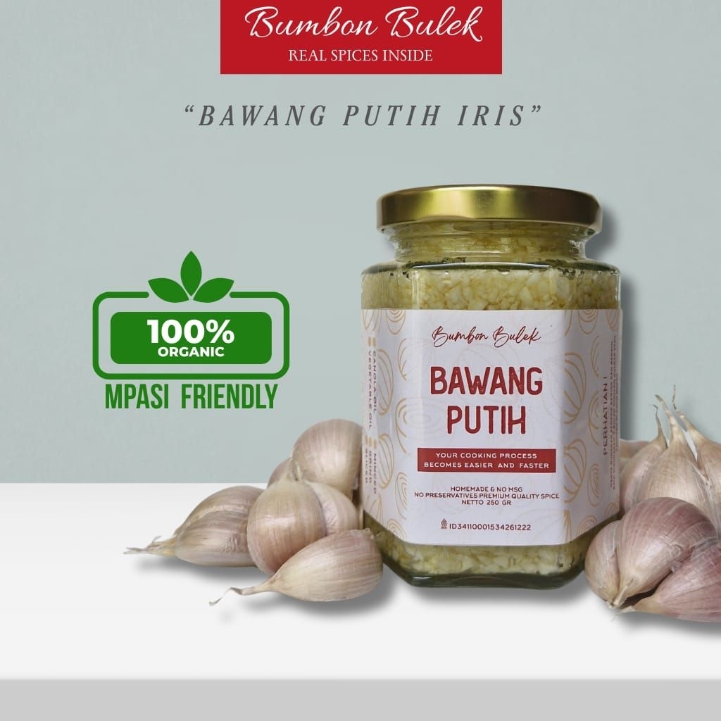 

BACEMAN BAWANG PUTIH IRIS DALAM MINYAK SLICED GARLIC IN OIL 260 GR
