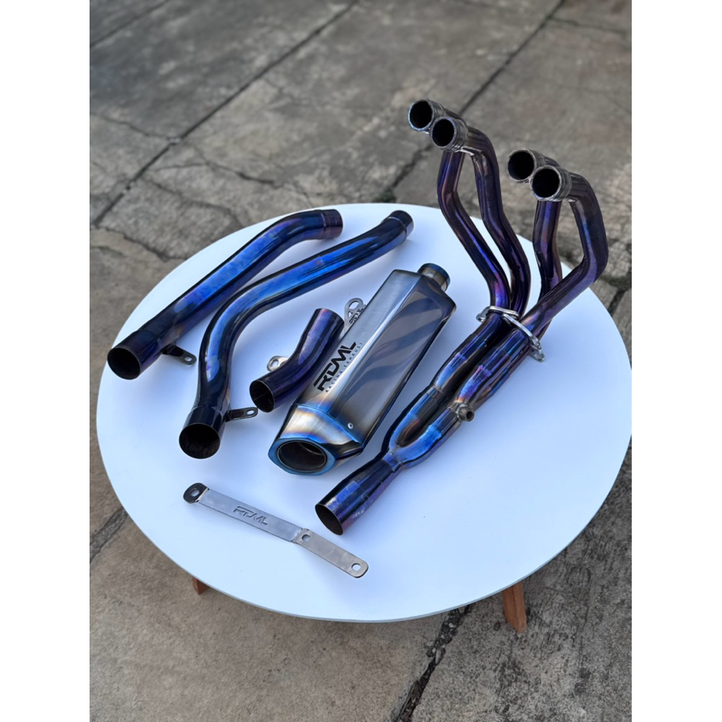 ( HEADER 3in1 ) KNALPOT ZX25 ZX25R ZX25RR RDML TYPE JAPANASE LONG BLUE HARDCROOME