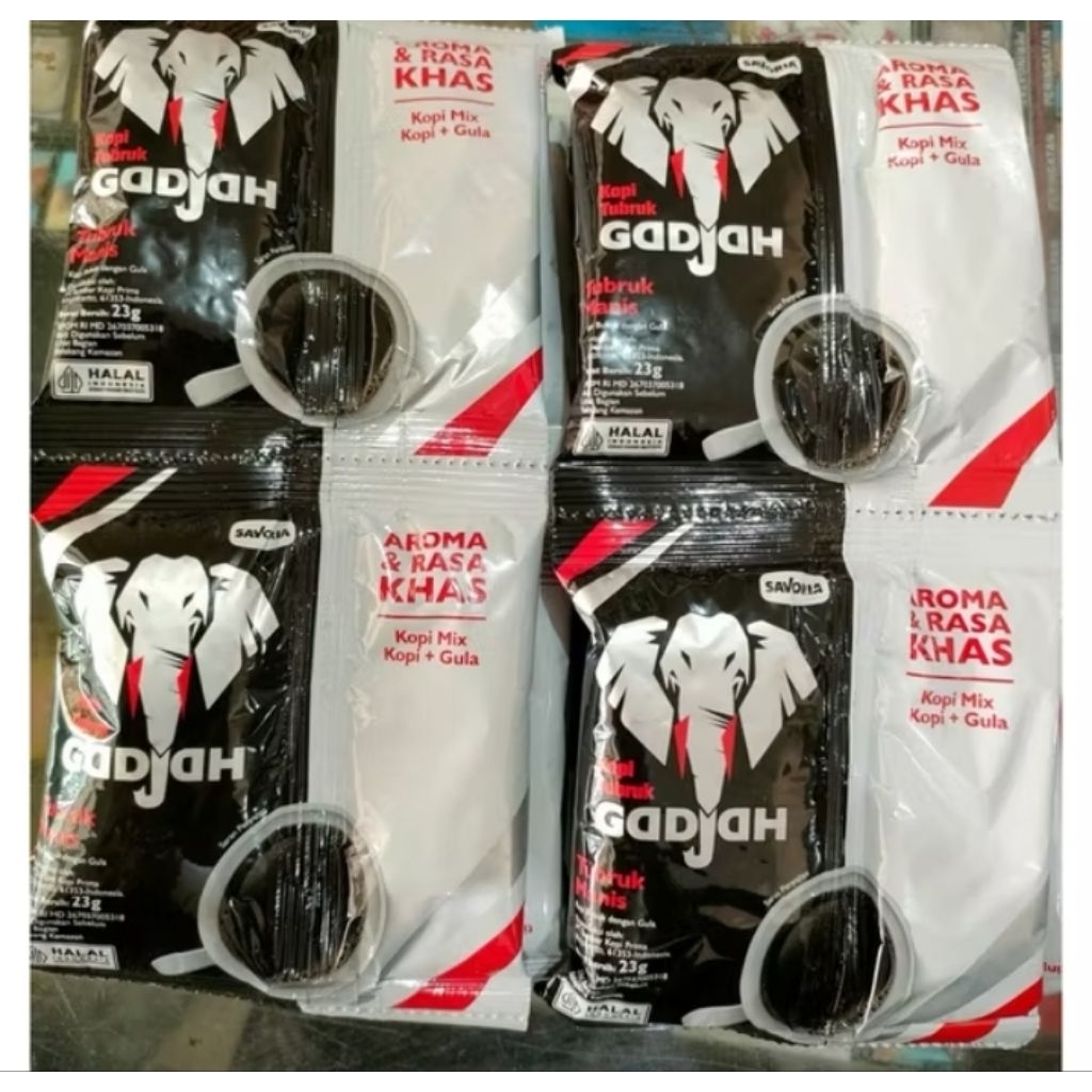 

Kopi Gajah + Gula 1 Renceng isi 10 sachet @23g