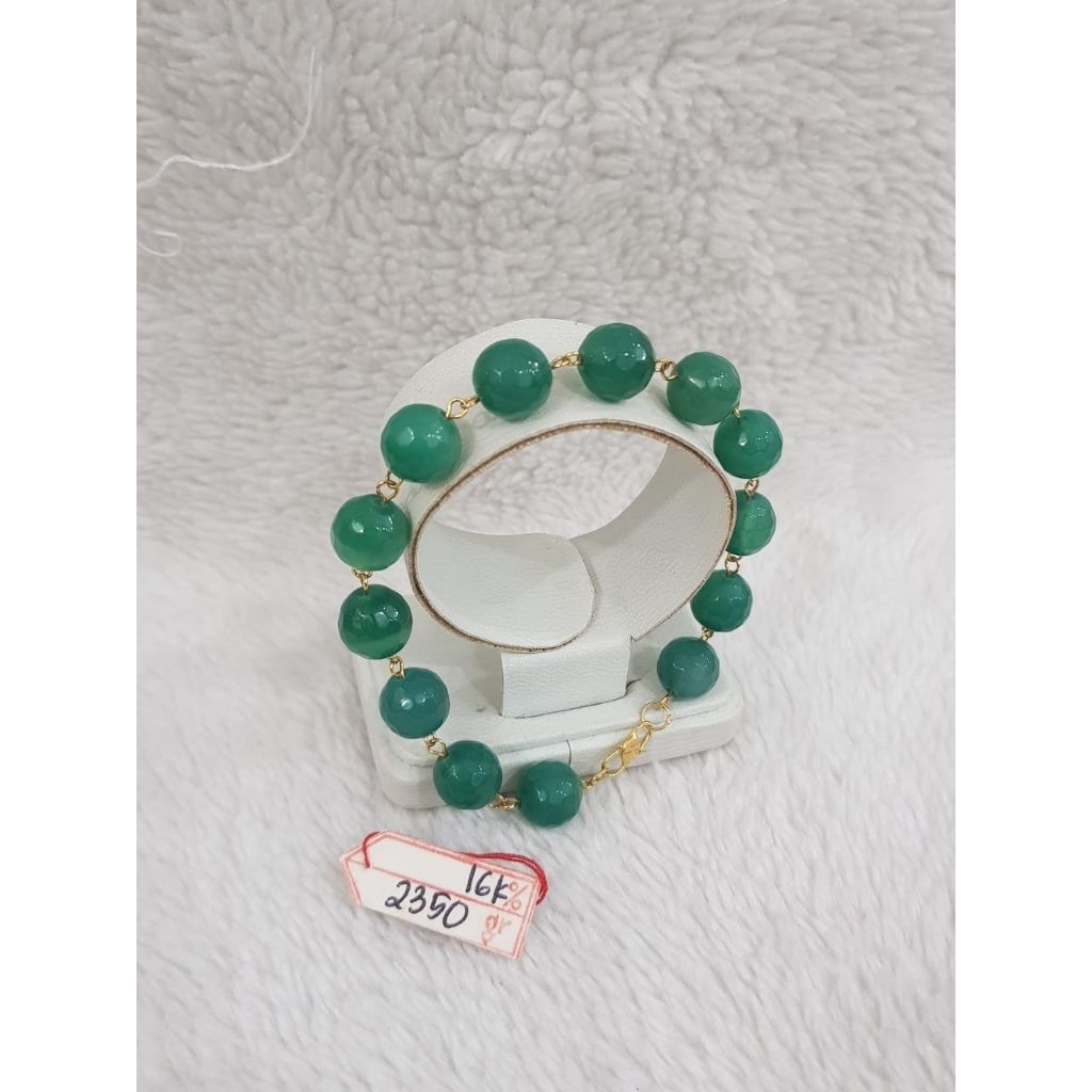 GL386H246H Gelang mata batu hijau emas kuning asli berat 2.350 sama mata 17.700 pj.20,1 kadar 16k 70