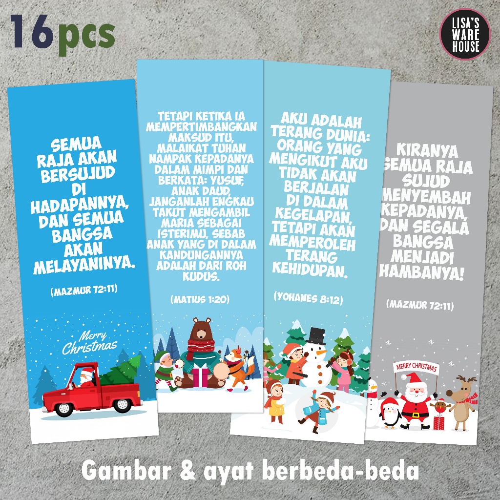 

16 Pcs Pembatas Alkitab Anak Christmas Characters Volume 02