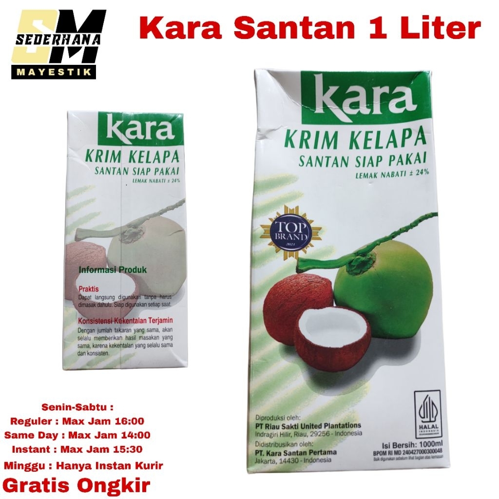 

Kara Krim Kelapa 1 Liter / Santan Kelapa 1liter / Santen Siap Pakai