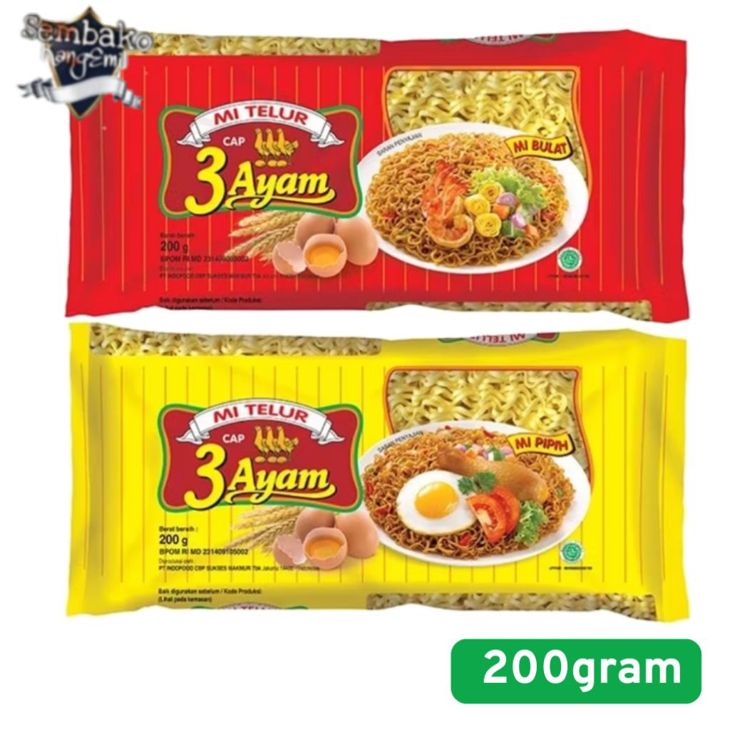 

Cap 3 Ayam Mie Telor Kuning dan Merah 200 GR