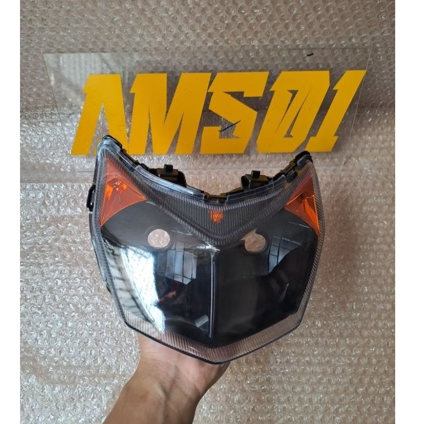 Reflektor Lampu Depan Only Supra X 125 Fi Injeksi 2014-2019 Custom Hitam/Orange Motorcycle