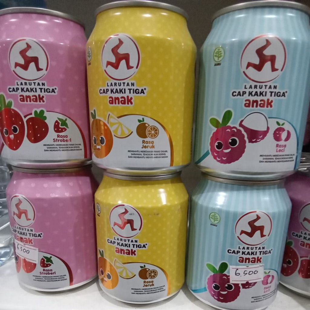 larutan cap kaki tiga anak kaleng