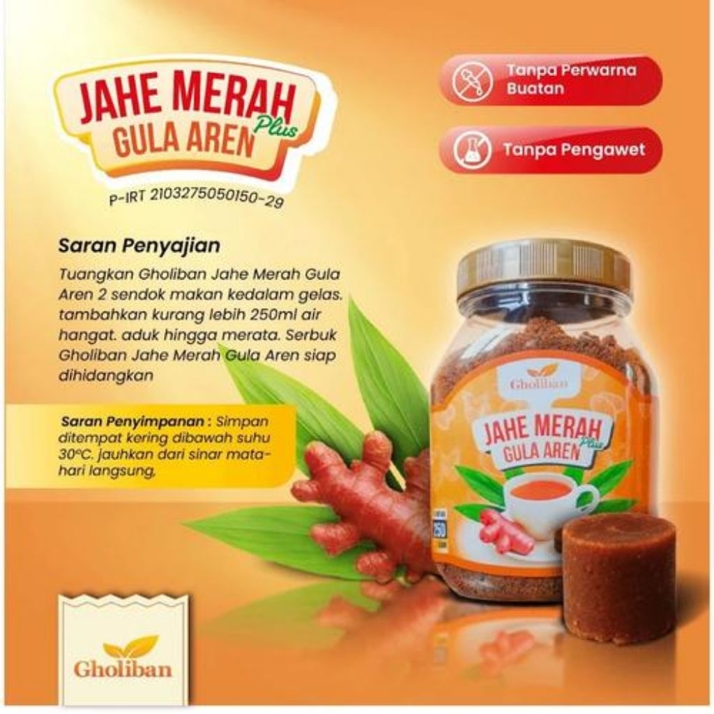 

Jahe Merah plus Gula Aren Gholiban isi 250 gr
