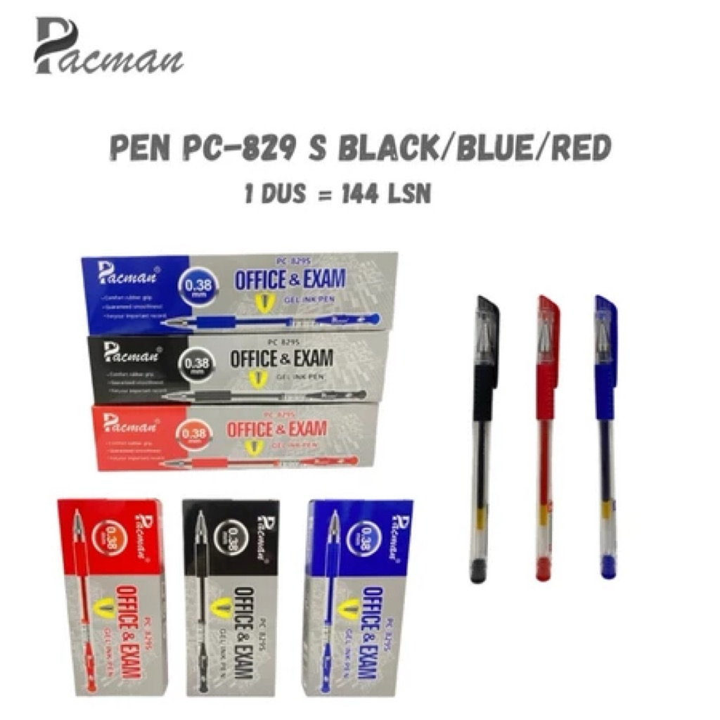 

[Isi 12 Pcs] Pulpen Gel Ink Pacman PC-829S - Pen 0.38mm