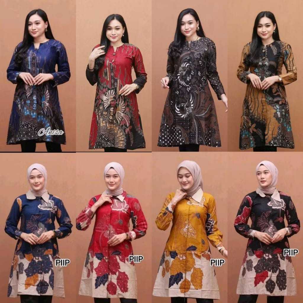 Tunik Batik Wanita Modern | Atasan Batik Wanita Baju Batik Wanita Terbaru Premium Dress Batik Wanita