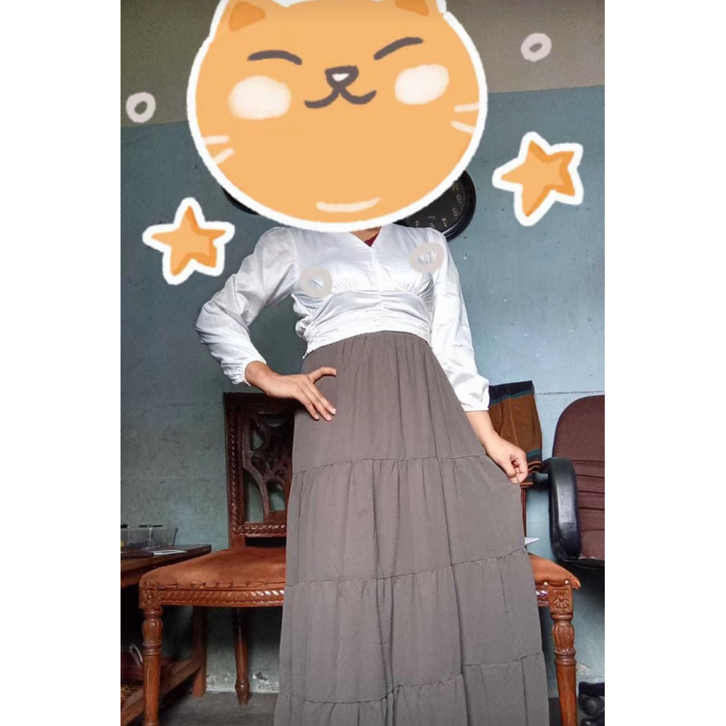 V-neck Long Sleeve Pleated Blouse Top