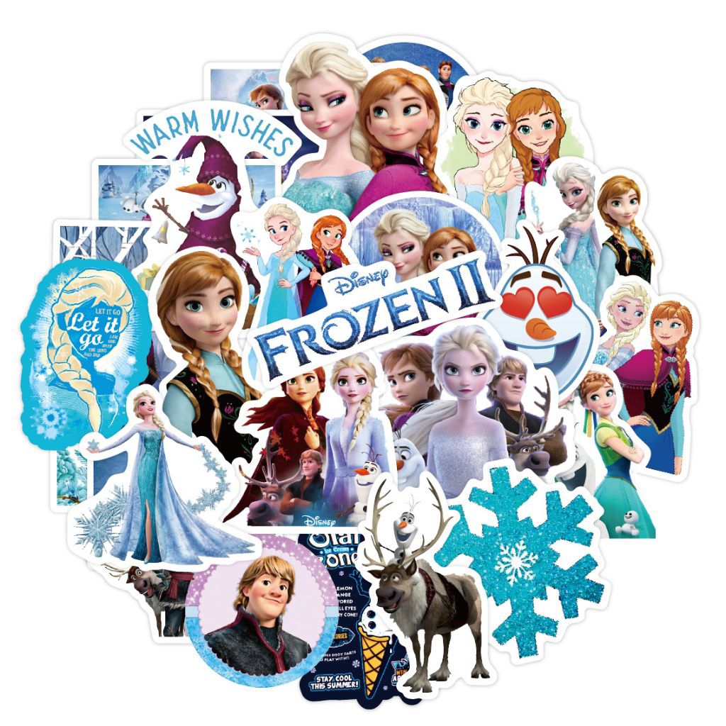 

[50 Pcs] DECO STICKER | STICKER DIY | JURNAL AESTHETIC [DS100] Frozen Elsa untuk buku catatan, botol air, koper, dan ponsel. Stiker dekoratif DIY HP LAPTOP TUMBLER