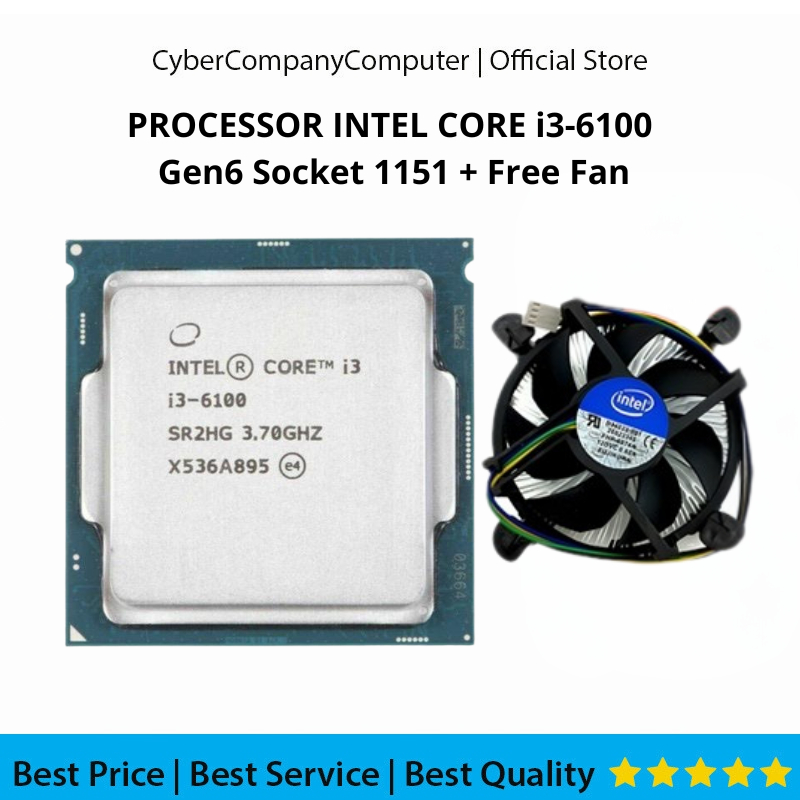 Processor Intel Core i3-6100 Gen6 LGA 1151 3.70GHz + Fan Cpu Cooler intel  - Processor Intel Core i3