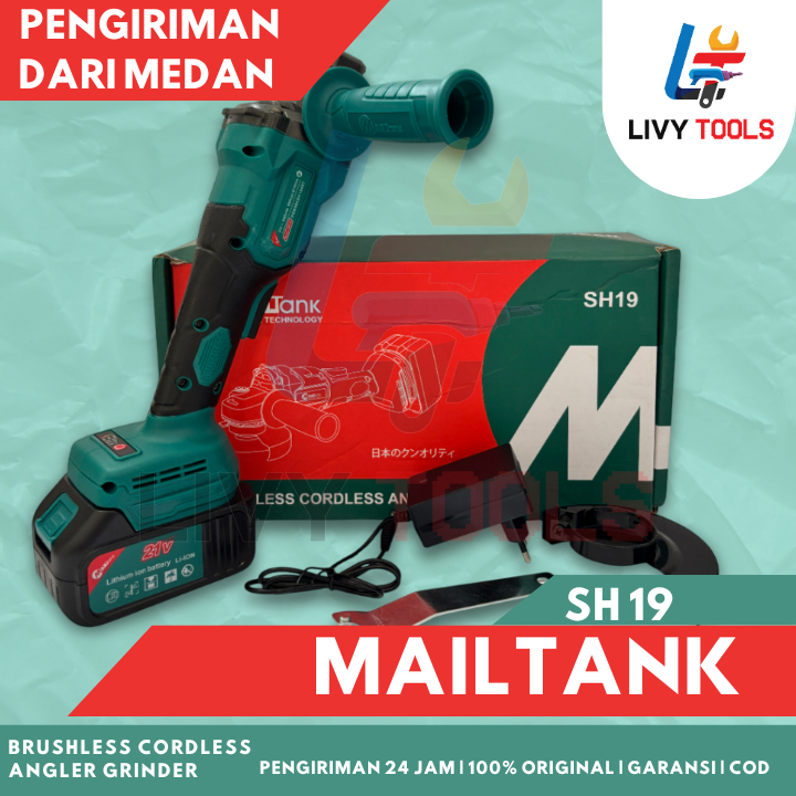 Mailtank Sh19 / Mesin Gerinda Baterai Brushless 188Vf Angle Grinder Cordless 6900Rpm / Mesin Gerinda