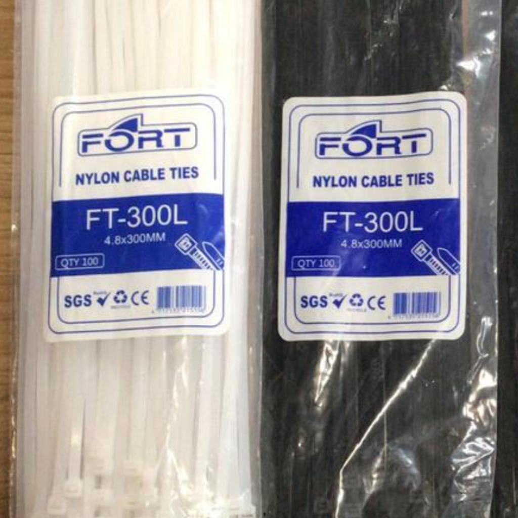 

Kabel Ties / Cable Tie Fort Nylon FT-300L 4.8 X 300 mm isi 100 - Putih