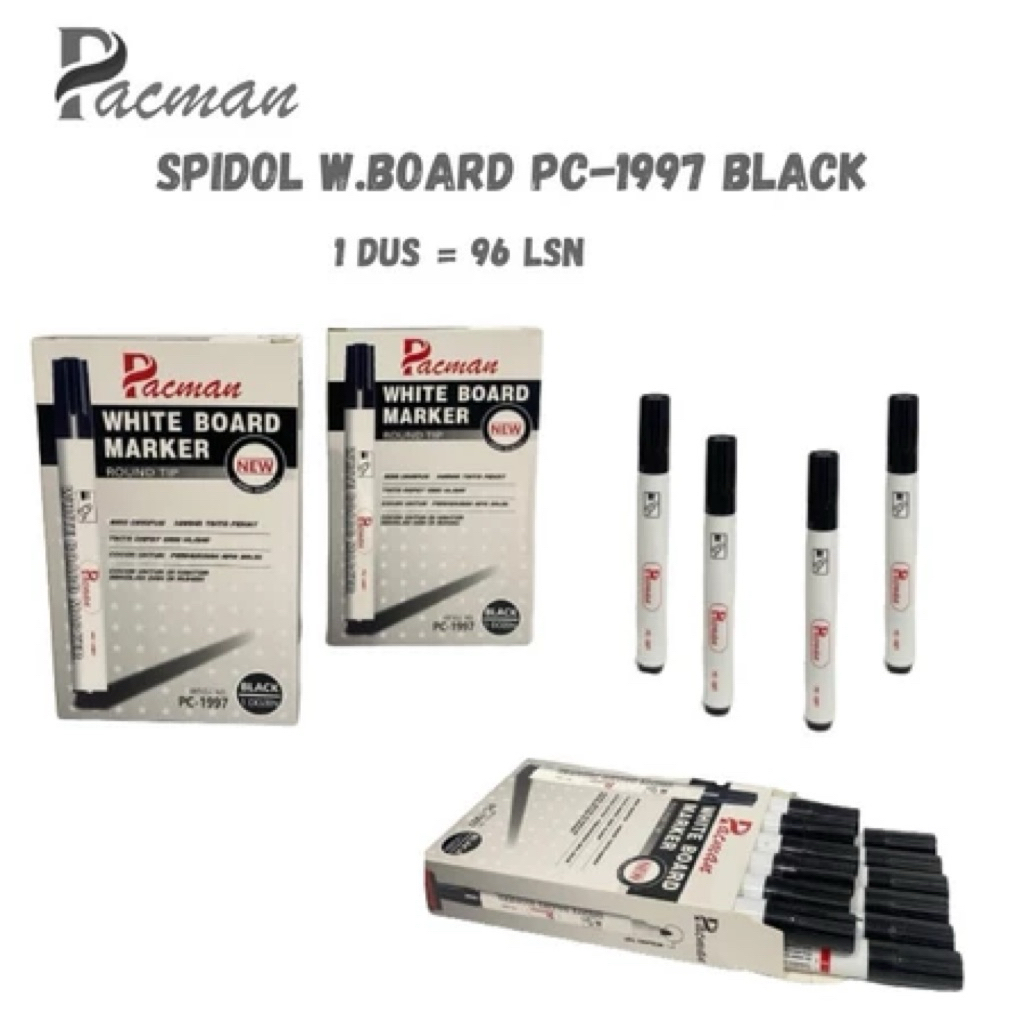 

[Isi 12 Pcs] Spidol White Board Marker Pacman PC-1997 - Round Tip Hitam / Biru / Merah