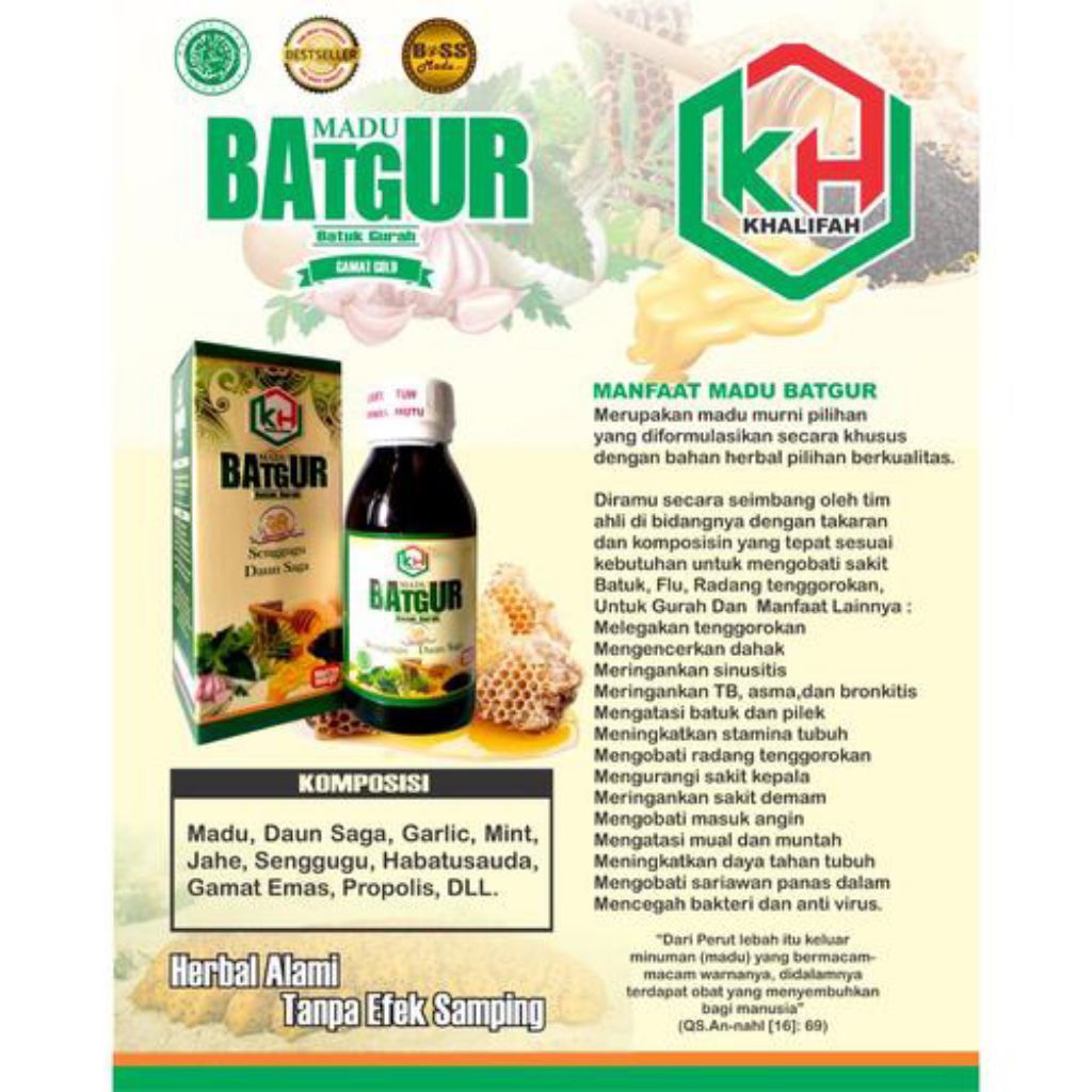 

Madu Batuk Gurah plus Gamat Gold 150gr Khalifah / Madu BatGur / Solusi