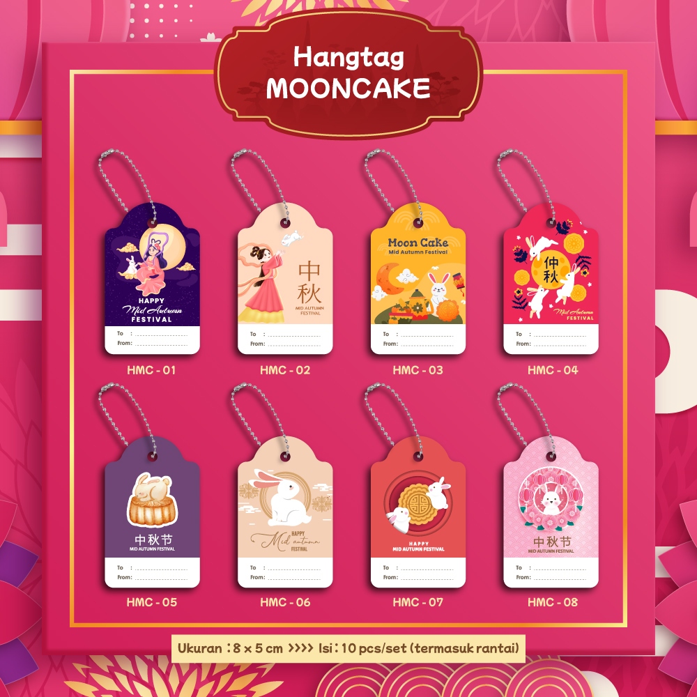 

[10 pcs + Rantai] Hang Tag Premium Moon Cake Mid Autumn Festival Perayaan Kue Bulan Hampers Gift Parcel