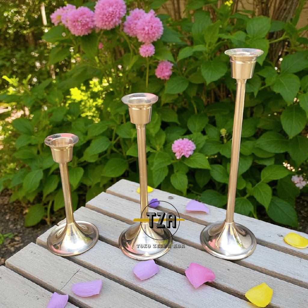 Tempat Lilin Polos Tinggi Kuningan Warna Kuning 1 Pcs