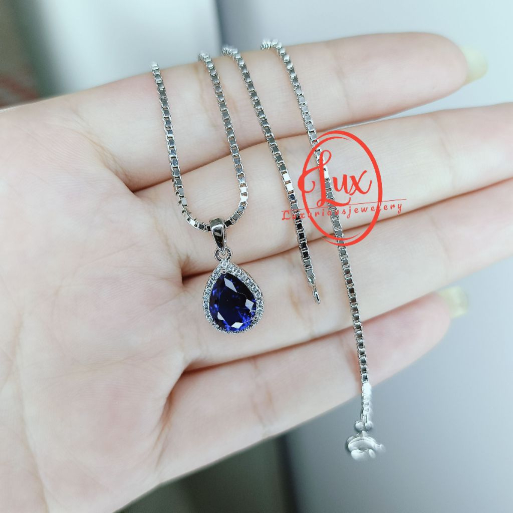 Kalung Liontin tears wieen blue sapphire