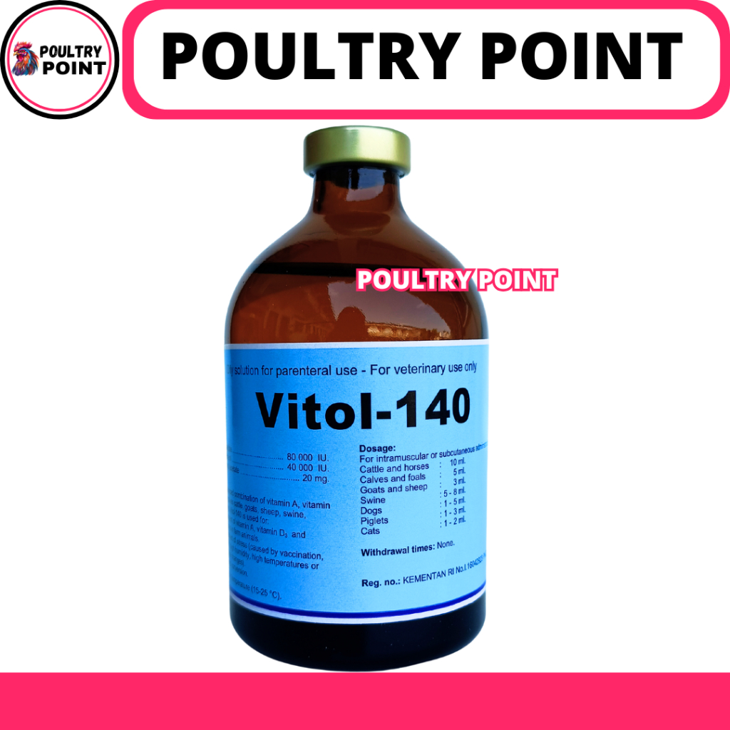 VITOL 140 100ML ORI - Vitamin ADE Hewan Perbaiki Kondisi & Produktivitas Ternak Sapi Kambing Babi